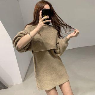 Turtleneck Plain Oversize Sweater With Dress
