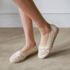 Round-toe Crochet-lace Flats