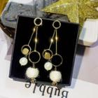Faux Pearl Ball Drop Earring 1 Pair - Gold - One Size