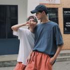 Couple-matching Elbow-sleeve Pocketed T-shirt