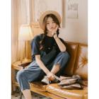 Cherry-embroidered Loose-fit T-shirt