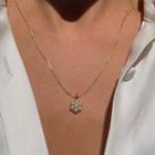 Faux Pearl Flower Pendant Necklace Gold - One Size