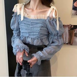 Cold-shoulder Cropped Blouse / Mini Skirt