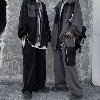 Hooded Color-block Jacket / Color-block Sweatpants