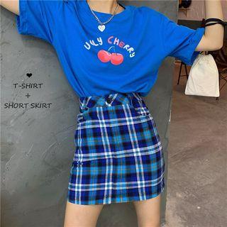 Cherry Printed Short-sleeve T-shirt Tshirt - One Size