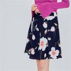 Zip-side Floral-pattern Skirt