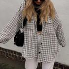 Oversized Houndstooth Shirt Jacket