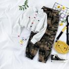Contrast Button Cropped Shirt / Camo Harem Pants