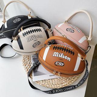 Faux Leather Rugby Crossbody Bag