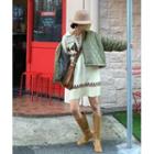 Lace-up Argyle Knit Minidress Cream - One Size