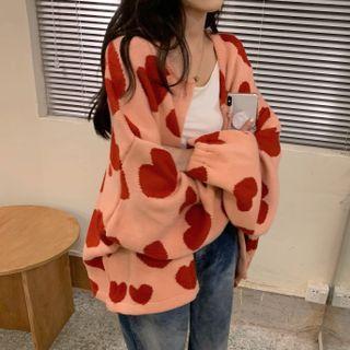 Heart Cardigan Jacket Orange - One Size
