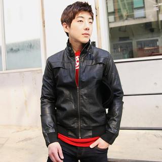 Faux-leather Zip-up Jacket