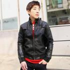 Faux-leather Zip-up Jacket