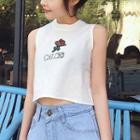 Embroidered Cropped Tank Top