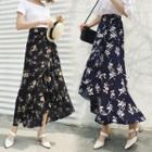 Floral Print Maxi Dip-back A-line Skirt