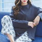 Loungewear Set : Long-sleeve Asymmetrical Top + Pants
