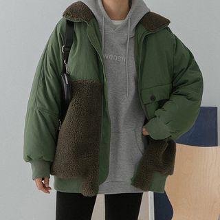 Cargo Color Block Over-sized Padded Coat