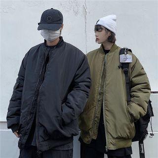 Couple Matching Plain Padded Baseball Jacket