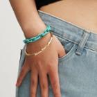 Set: Chunky Acrylic Chain / Alloy Bamboo Bracelet 0575 - Gold - One Size