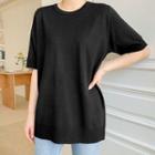 Elbow-sleeve Boxy Knit Top