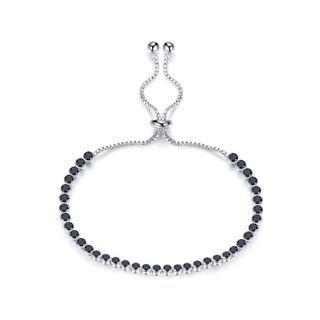 Fashion Simple Geometric Bracelet With Black Cubic Zirconia Silver - One Size
