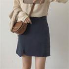 High-waist Slit Mini A-line Skirt
