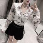 Loose-fit Long-sleeve Blouse / Wide-leg Shorts