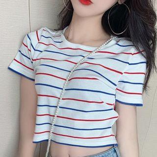 Short-sleeve Crop Striped T-shirt