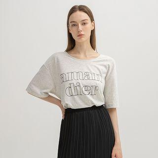 U-neck Letter Loose-fit T-shirt