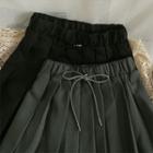 Drawstring-waist Pleated Mini Skirt