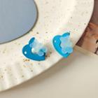 Bear Heart Alloy Earring Earrings - 1 Pair - S925 Silver - Blue - One Size