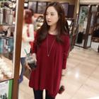Long-sleeve Side Slit T-shirt