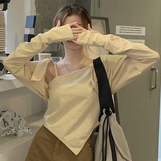 Set: Camisole Top + Light Jacket Khaki - One Size