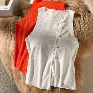 Sleeveless Asymmetrical Button-up Top