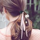 Faux Pearl Ribbon Bow Hair Tie