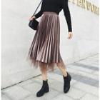 Reversible Pleated Velvet Skirt