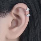 Heart Rhinestone Cuff Earring 1 Pc - Silver - One Size