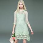 Embroidered Shift Dress With Slipdress