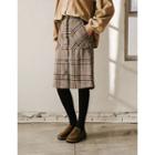 Button-front A-line Plaid Skirt One Size