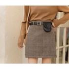 Plaid A-line Mini Skirt With Belt Bag
