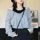 Drawstring Mock Two-piece Cropped Sweater