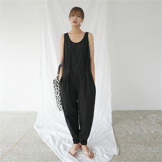 Sleeveless Banded-hem Jumpsuit