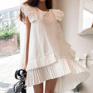 Pleat-trim Sleeveless Minidress