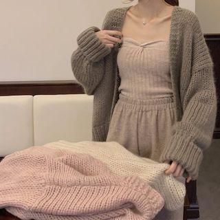 Open Front Cardigan / Knitted Tube Top
