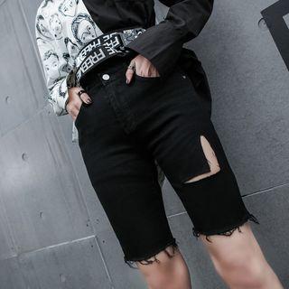 Cut-out Fringed Shorts