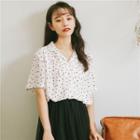 Heart Print Short-sleeve Shirt White - One Size