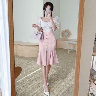 Button-front Mermaid Skirt