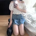 Short-sleeve Blouse / Denim Skirt