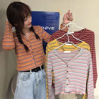 Striped Button T-shirt