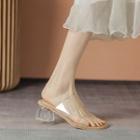 Pvc Strap Block-heel Slide Sandals